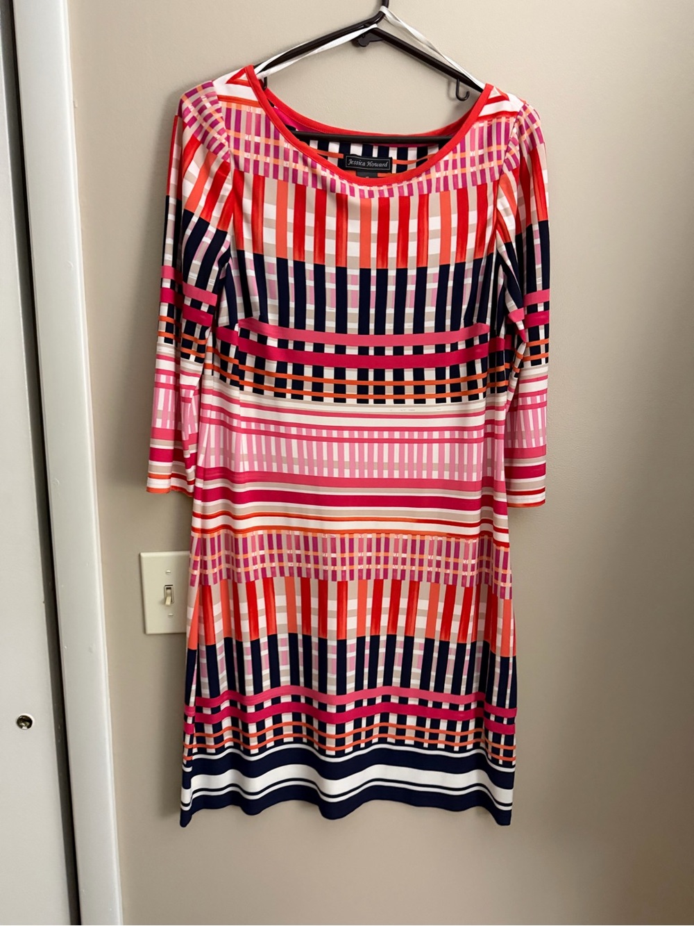 Jessica Howard Multicolor Striped Long Sleeve Sheath Dress